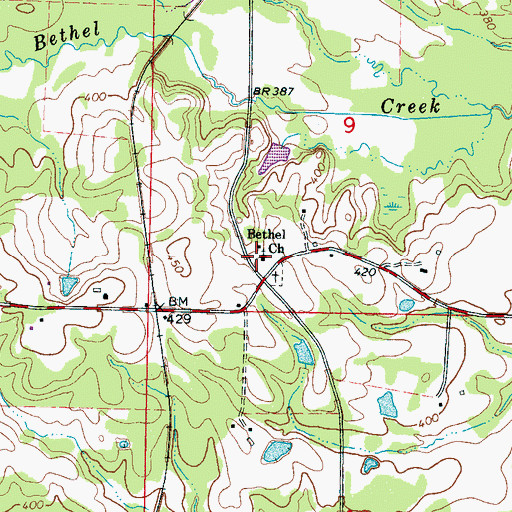 Topographic Map of Bethel Church, MS