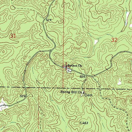 Topographic Map of Bethel Church, MS