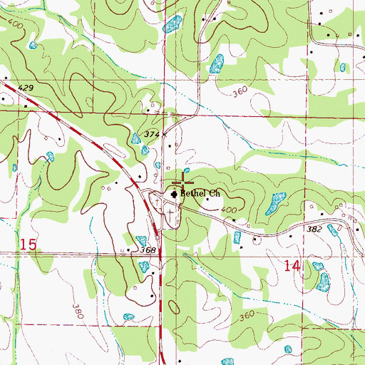 Topographic Map of Bethel Church, MS