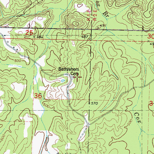 Topographic Map of Bethlehem Cemetery, MS