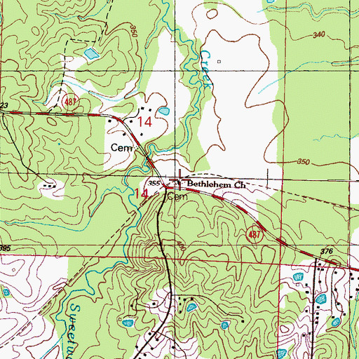 Topographic Map of Bethlehem Church, MS