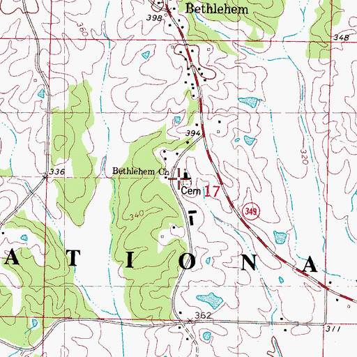 Topographic Map of Bethlehem Church, MS
