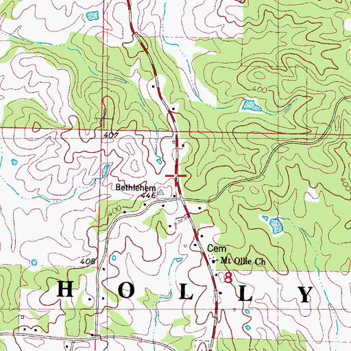 Topographic Map of Bethlehem School, MS