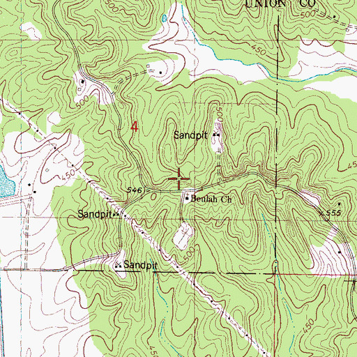 Topographic Map of Beulah Church, MS