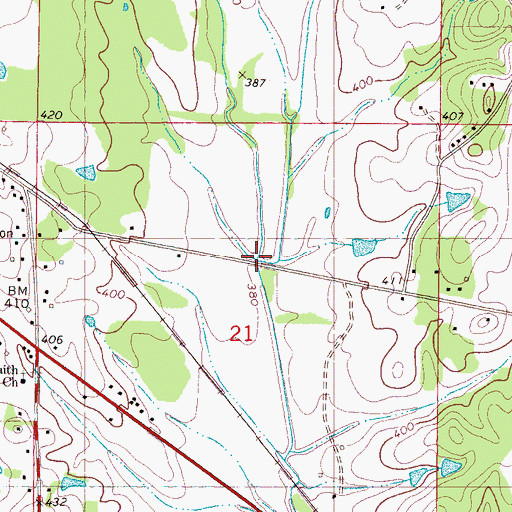Topographic Map of Beulah Creek, MS