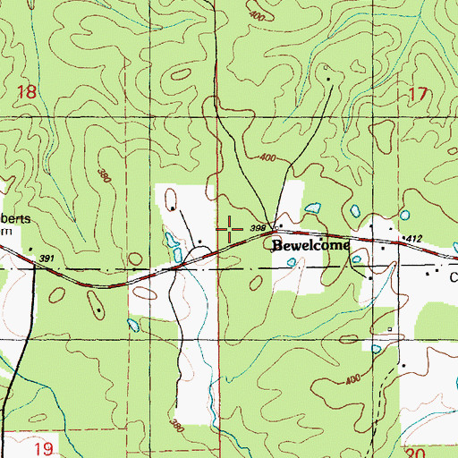 Topographic Map of Bewelcome, MS