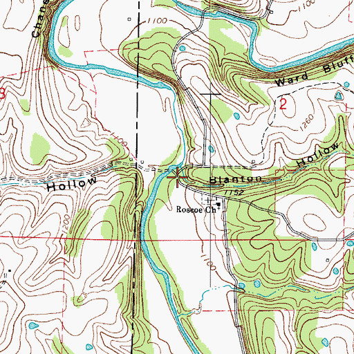 Topographic Map of Blantons Mill (historical), AR