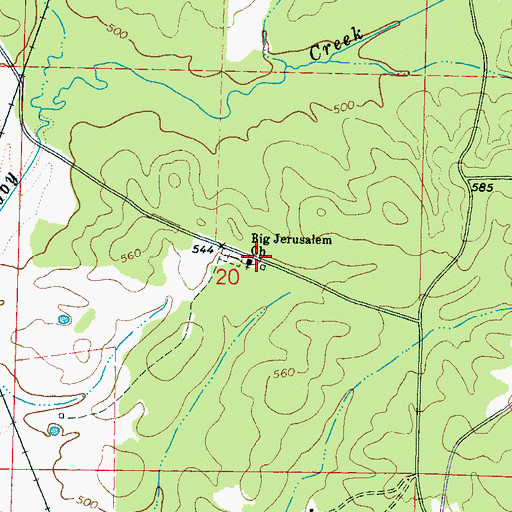 Topographic Map of Big Jerusalem Missionary Baptist Church, MS
