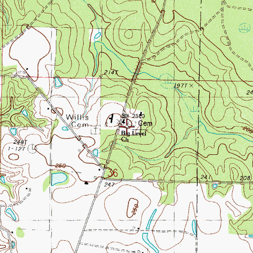 Topographic Map of Big Level Baptist Church, MS