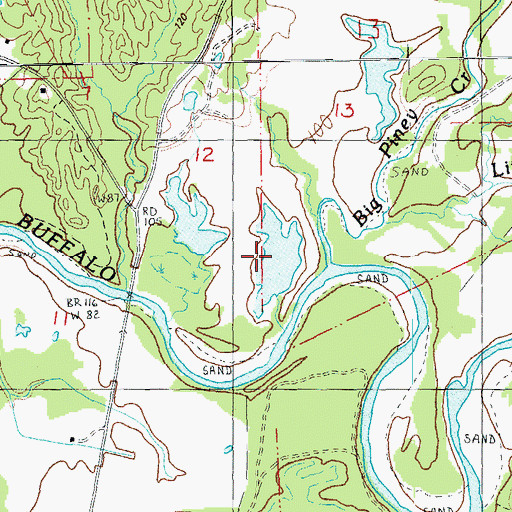 Topographic Map of Big Piney Creek, MS
