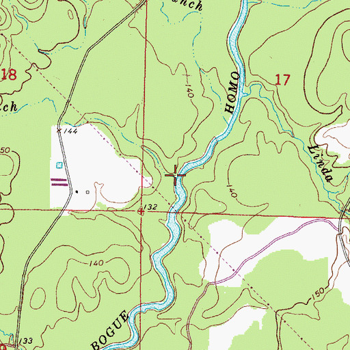 Topographic Map of Big Thick Branch, MS