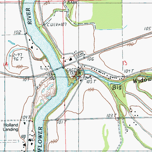 Topographic Map of Big Widow Bayou, MS
