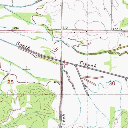 Topographic Map of Bill Creek, MS