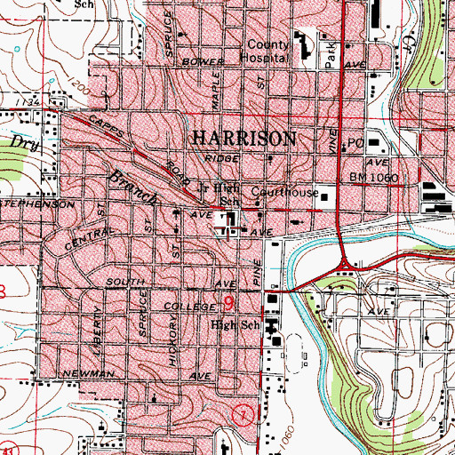 Topographic Map of Boone County Heritage Museum, AR