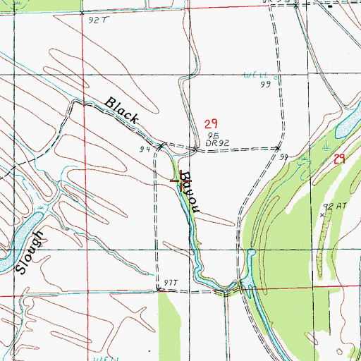 Topographic Map of Black Bayou, MS