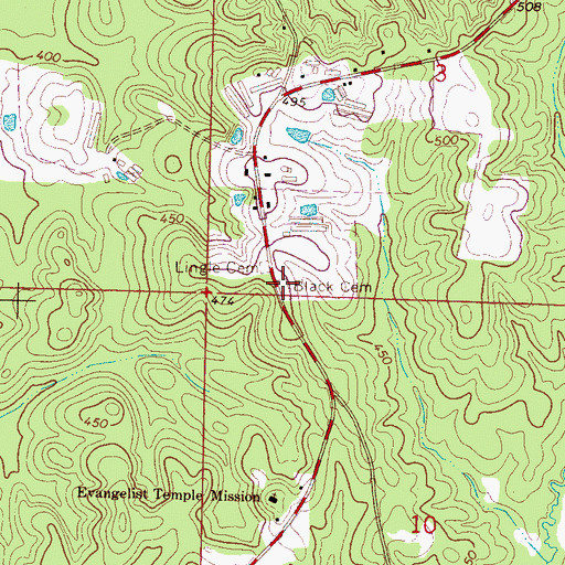 Topographic Map of Black Cemetery, MS