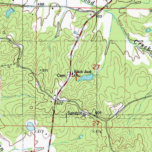 Topographic Map of Black Jack Church, MS