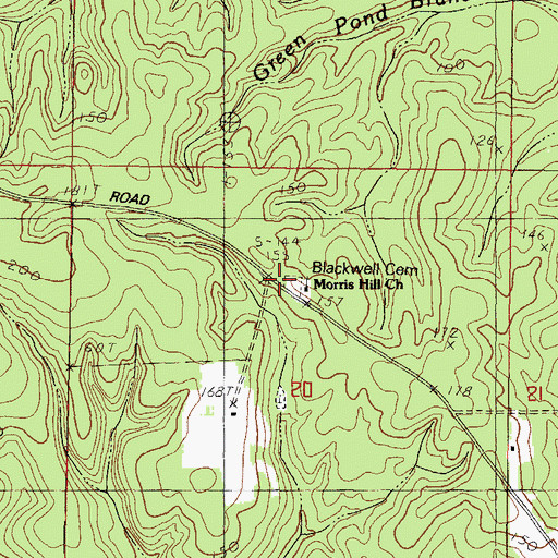 Topographic Map of Blackwell Cemetery, MS