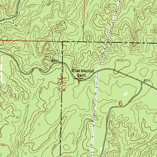 Topographic Map of Blackwood Cemetery, MS