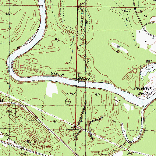 Topographic Map of Bland Bluff, MS