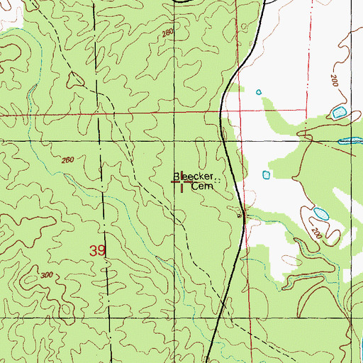 Topographic Map of Bleecker Cemetery, MS