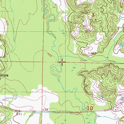 Topographic Map of Blind Tiger Creek, MS