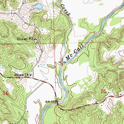 Topographic Map of Blue Creek, MS
