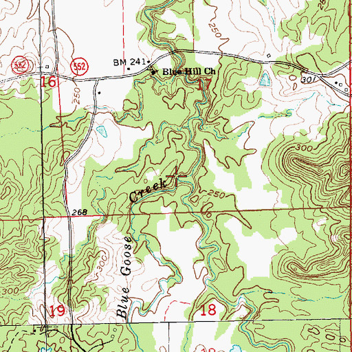 Topographic Map of Blue Goose Creek, MS