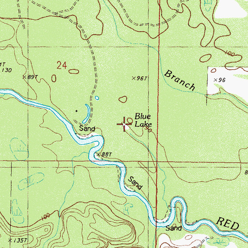 Topographic Map of Blue Lake, MS