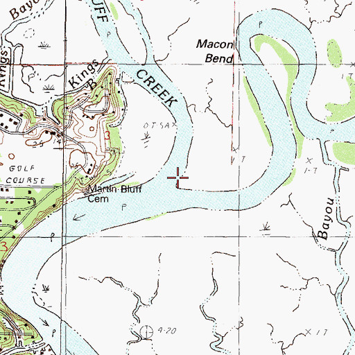 Topographic Map of Bluff Creek, MS