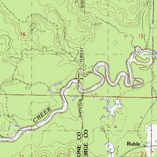 Topographic Map of Bluff Creek, MS