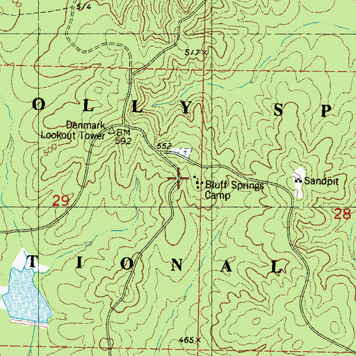 Topographic Map of Bluff Springs Church, MS
