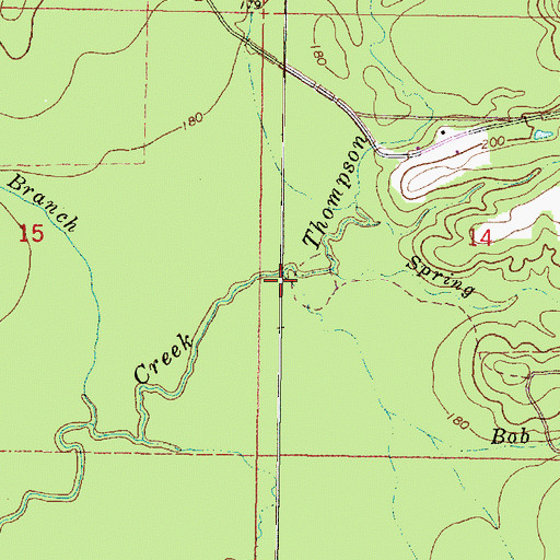 Topographic Map of Bob Branch, MS