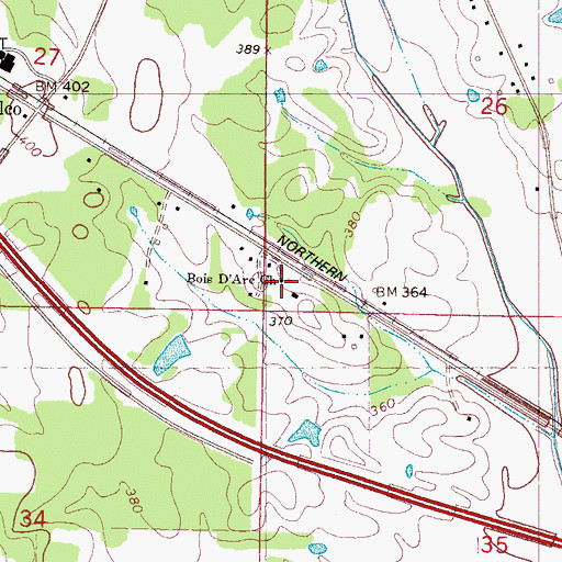 Topographic Map of Bois D'Arc Church, MS