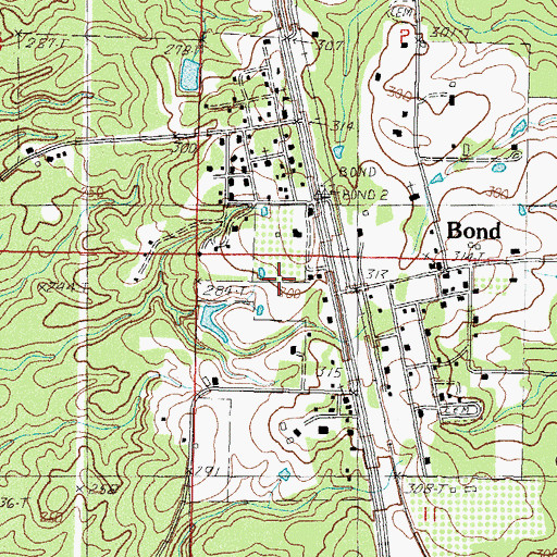 Topographic Map of Bond, MS