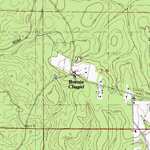 Topographic Map of Bonnie Chapel, MS