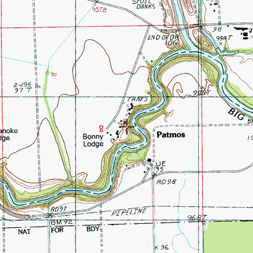 Topographic Map of Bonny Lodge, MS