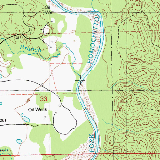 Topographic Map of Booker Branch, MS