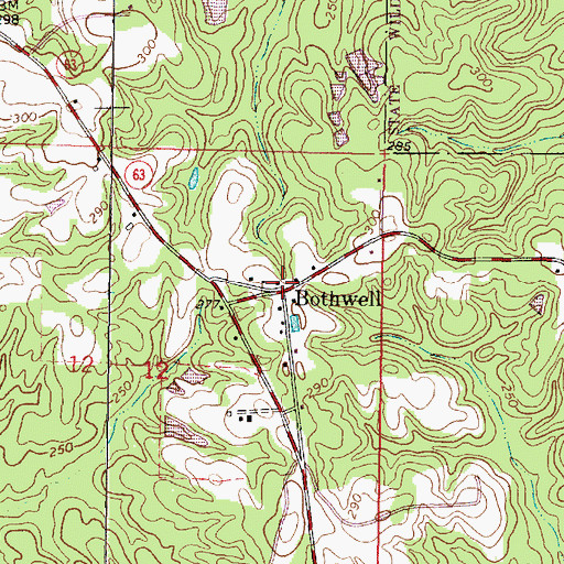 Topographic Map of Bothwell, MS