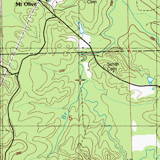 Topographic Map of Bradley Branch, MS