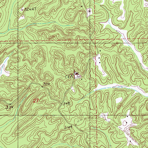Topographic Map of Bradley Chapel, MS