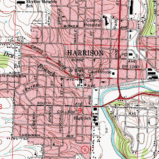 Topographic Map of Central Elementary School, AR