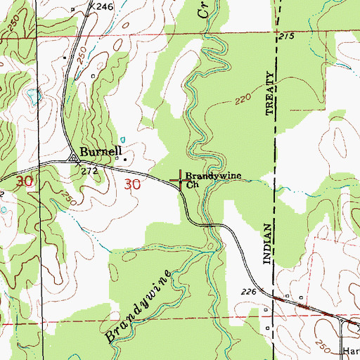 Topographic Map of Brandywine Church, MS