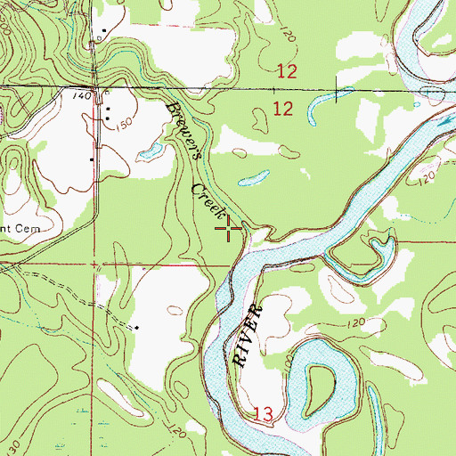 Topographic Map of Brewers Creek, MS