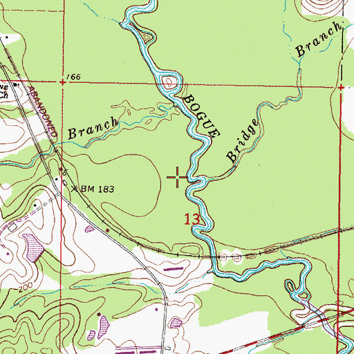 Topographic Map of Bridge Branch, MS
