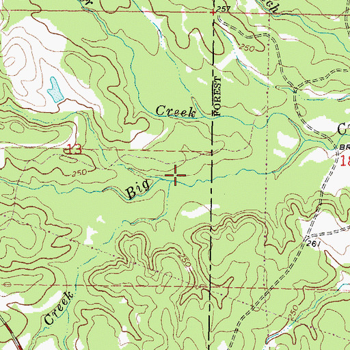 Topographic Map of Bridge Creek, MS