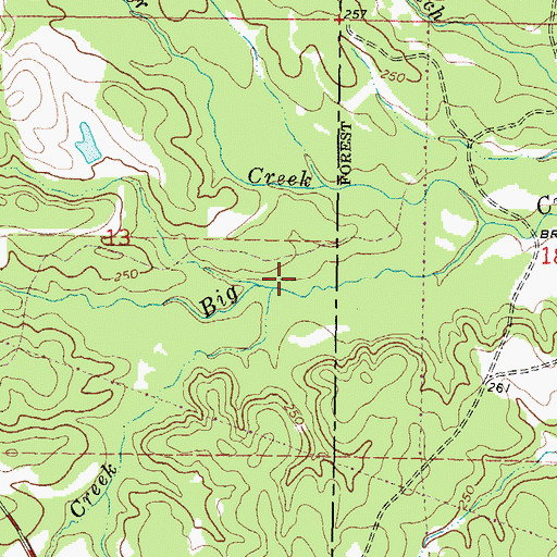 Topographic Map of Bridge Creek, MS