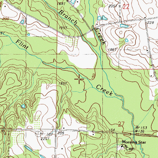Topographic Map of Bridge Creek, MS