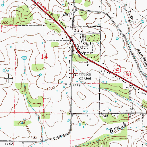 Topographic Map of Church of God, AR