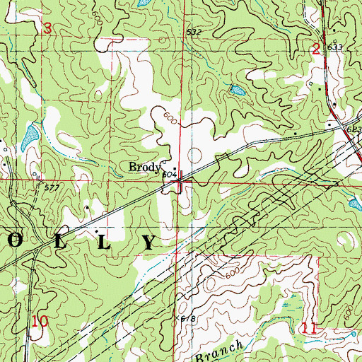 Topographic Map of Brody, MS